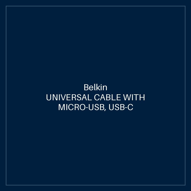 BELKIN UNIVERSAL CABLE WITH MICRO-USB, USB-C AND LIGHTNING CONNECTORS, 1-METER LENGTH