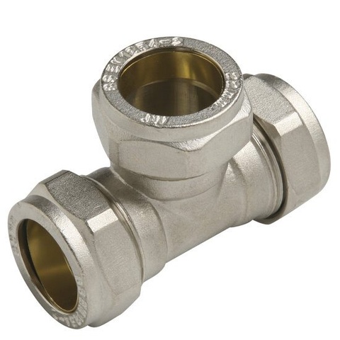 Equal Tee Nickel-Plated Brass Compression
