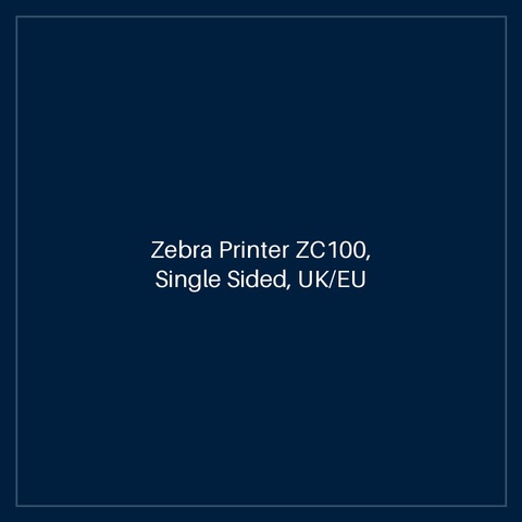 Zebra Printer ZC100, Single Sided, UK/EU Cords, USB Only, Windows Driver, CardStudio 2.0 (Standard) application, 200 PVC cards, YMCKO ribbon (200 imag
