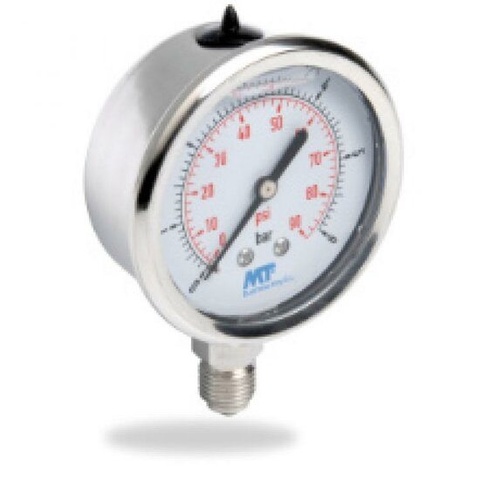 Glycerine Filled Pressure Gauge DN63 Stainless Steel Bottom Connection 1/4”