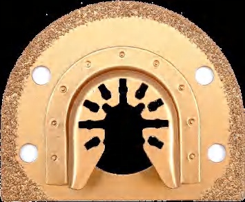 Brazed carbide d-shape blade for oscillating multitool HM