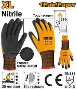 Ingco Nitrile frosted coated gloves