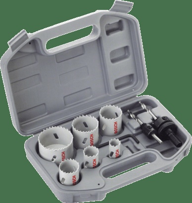 Bosch Holesaws: 9-piece plumber holesaw set, bi-metal 19, 22, 29, 38, 44, 57, 14-30, 32-152, 6,35 x 75 mm, 6,35 x 104 mm