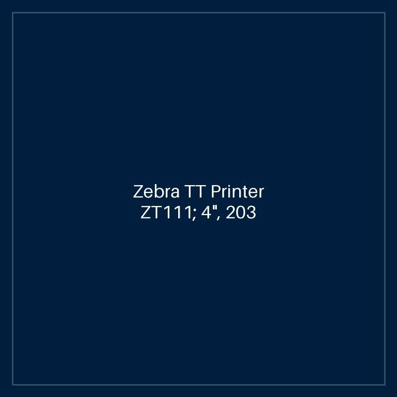 Zebra TT Printer ZT111; 4", 203 dpi, Thermal Transfer, Tear, EU/UK Cords, USB, Serial, Ethernet, BTLE, USB Host, EZPL