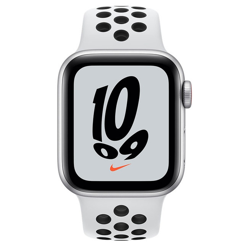 APPLE WATCH NIKE SE GPS + CELLULAR, 44MM SILVER ALUM CASE WITH PURE PLATI/BLACK NIKE SPORT BAND