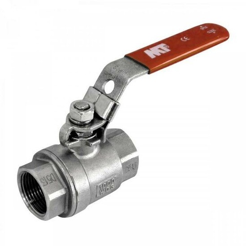Two-Piece Stainless Steel Ball Valve F-F NPT Threaded End Handle Color Red