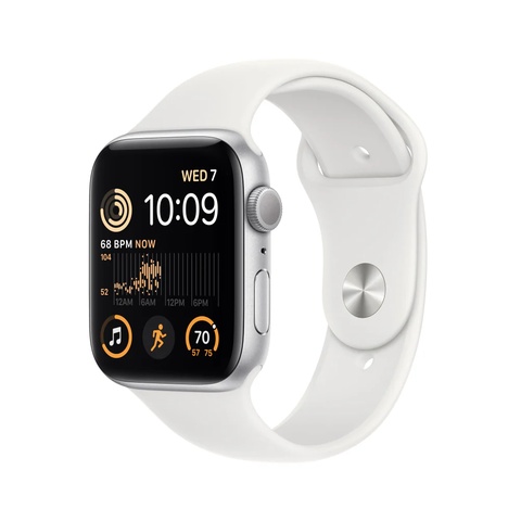 APPLE WATCH SE GPS, 44MM SILVER ALUMINIUM CASE WITH WHITE SPORT BAND