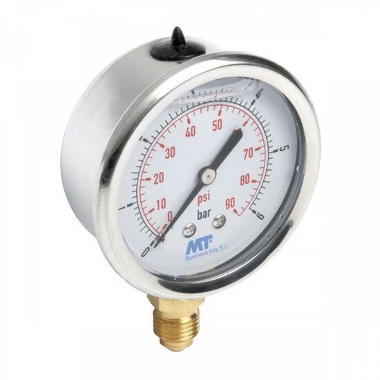 Glycerine Filled Pressure Gauge DN63 Brass Bottom Connection 1/4”