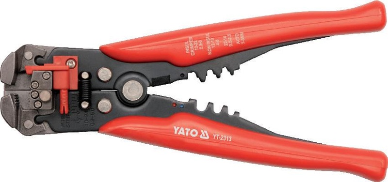 Universal wire stripper and ratchet crimping pliers