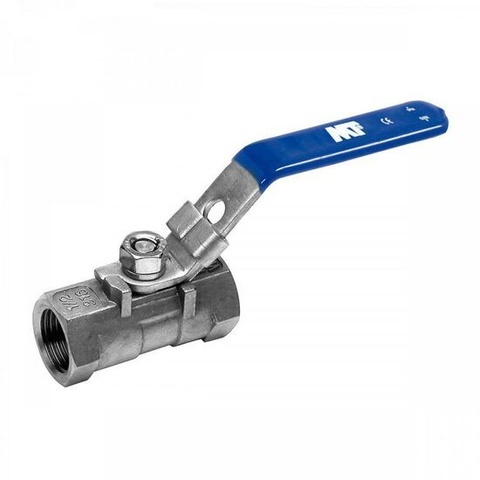 One-Piece Stainless Steel Ball Valve F-F Threaded End Blue Handle