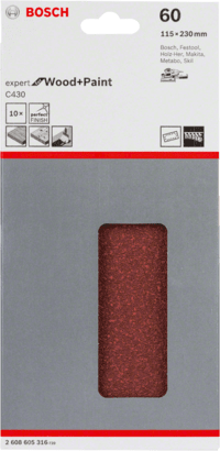 Bosch Coated Abr/Polishing: Velcro Sanding sheet Expert for Wood 115 x 230, 80 (10pcs)
