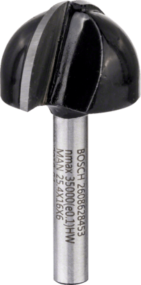 Bosch Routing: Core box bit 6 mm, R1 6 mm, D 25 mm, L 12,7 mm, G 54 mm